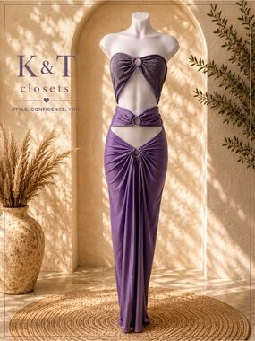 Purple Cutout Maxi Dress with Ring Details